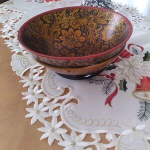 Vintage wooden elegant gold bowl, Made in Ukraine